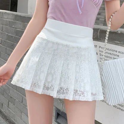 Ultra-short Lace Mini Pleated Skirt - Image 2