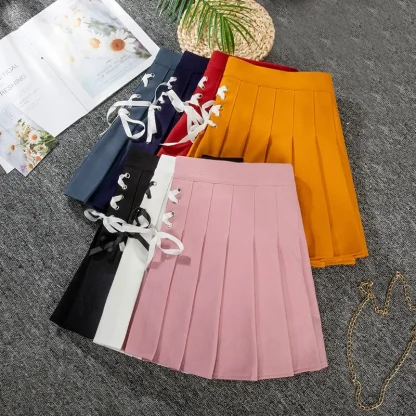 Lace-up Pleated Skirt - Image 2