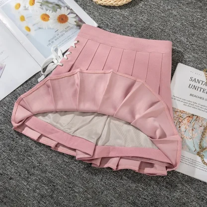 Lace-up Pleated Skirt - Image 4