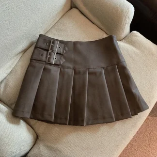 Brown Pleated Skirt