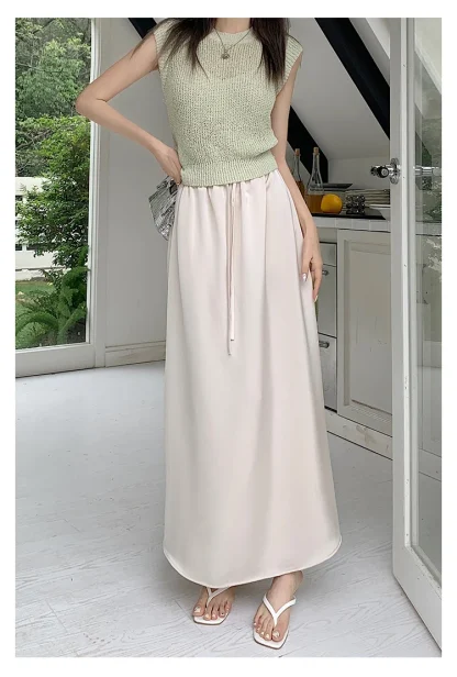 Soft Neutral Elegant Pleated Skirt - Image 4
