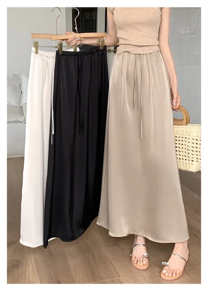 Soft Neutral Elegant Pleated Skirt - Image 2