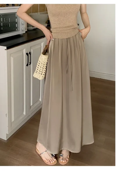 Soft Neutral Elegant Pleated Skirt - Image 3