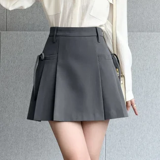 Grey Pleated Skirt