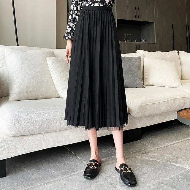 Solid Mesh Accordion Pleated Skirts | Free Shipping!