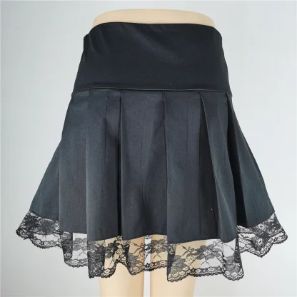 Aesthetic Lace Hem Pleated Skirts - Image 3