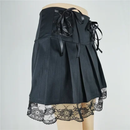 Aesthetic Lace Hem Pleated Skirts - Image 4