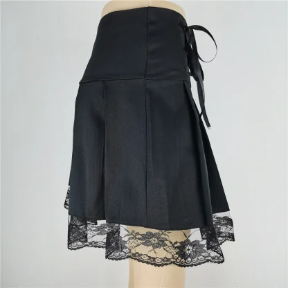 Aesthetic Lace Hem Pleated Skirts - Image 5