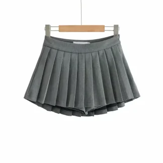 High-waist Zippered Pleated Mini Skirts