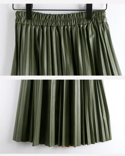 Elegant Elastic Waist Pleated Maxi Skirts - Image 7