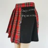 Irregular Red Plaid Pleated Skirt - Image 2