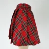Irregular Red Plaid Pleated Skirt - Image 3