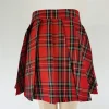 Irregular Red Plaid Pleated Skirt - Image 4