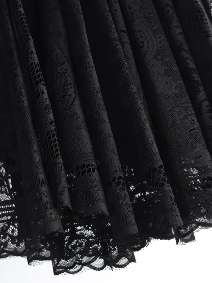 A-line Midi Lace Pleated Skirts - Image 6