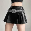 Solid Mini Metallic Pleated Skirts - Image 5