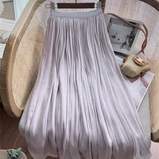 Solid High-waisted Pleated Skirts