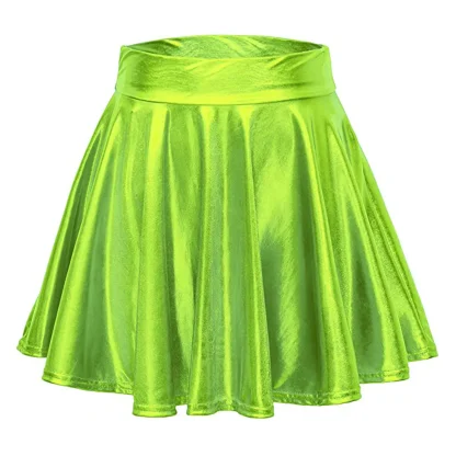 Shiny Metallic Pleated Mini Skirts - Image 5