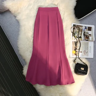 Elegant Solid Pleated Midi Skirts