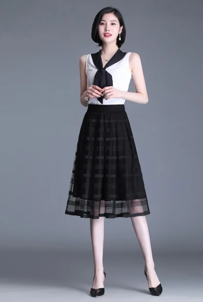Elastic Waistband Pleated Skirt - Image 5