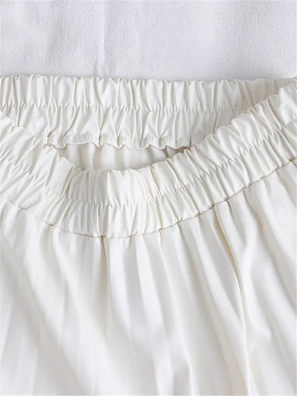 Elegant Elastic Waist Pleated Maxi Skirts - Image 6