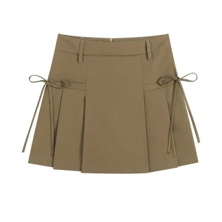 Bowknot Sides Pleated Mini Skirts