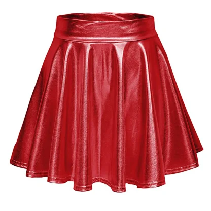 Shiny Metallic Pleated Mini Skirts