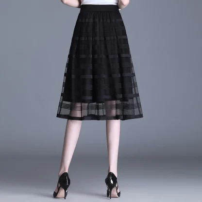 Elastic Waistband Pleated Skirt - Image 3