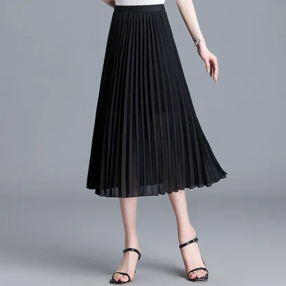 Floral Chiffon Pleated Midi Skirts - Image 2