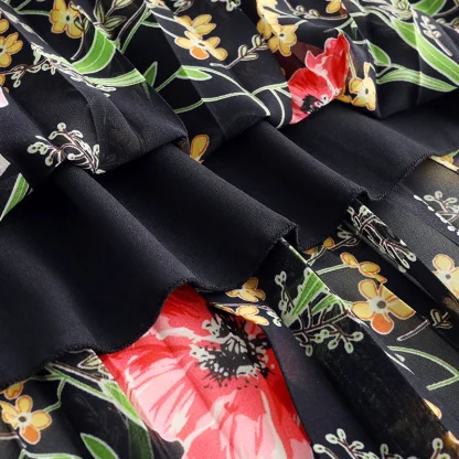 Floral Chiffon Pleated Midi Skirts - Image 6