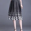 Floral Print Mesh Pleated Skirt